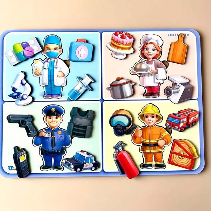 Розвиваючий пазл-вкладка з дерева "Професії" (ПСФ160)