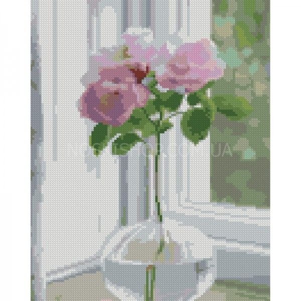 Алмазна мозаїка (HX512) "Квітка на підвіконні" 30х40см