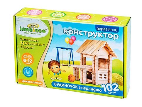 Дерев'яний конструктор "Будиночок з верандою" 102 дет. (900255)