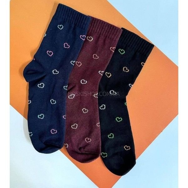 Шкарпетки житомир "LIMERENCE" 412-9 стрейч жіночі (високі) р. 36-40 -асорті -(дрібні сердечка -стрейч)