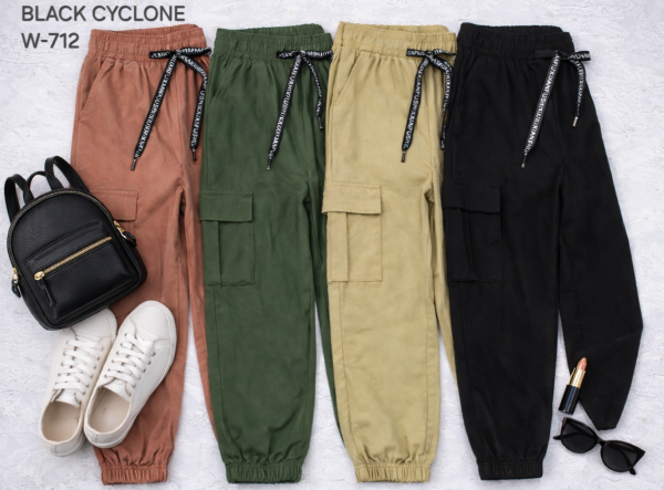 Прогулянкові штани "BLACK CYCLONE" w-712 джогери з накладними кишенями з боків +низ на манжеті, р. М-(42-44), L-(44-46) -(пісочні, теракотові)