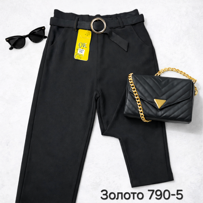 Лосини брючні "Золото" 790-5 верх на резинці +спереду кишені, р. 2XL-(42-46) -(чорні)