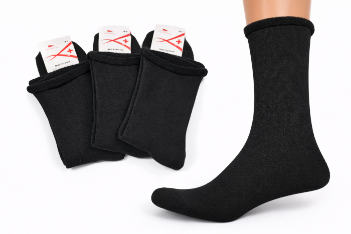 Шкарпетки Житомир "Преміум /Medical Line +" 308-1 стрейч чоловічі "Без резинки", р. 41-45 -(Чорні -Б/р із закрученим верхом -стрейч чол.)