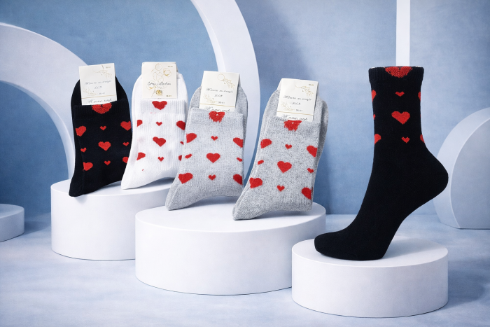 Шкарпетки Житомир "КОІ-Жіноча колекція" 123-80 стрейч жіночі, р. 36-41 -асорті -(Високі / +на гумці в рубчик різні червоні серця) -уп. 12 шт