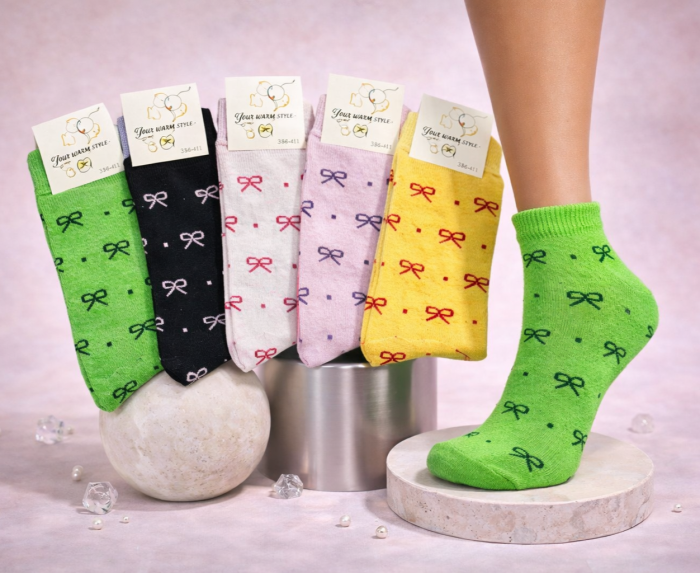 Шкарпетки Житомир "КОІ-Жіноча колекція" 120-02 стрейч жіночі, р. 36-41 -асорті -(Укорочені /кольорові в дрібні бантики по всій шкарпетці) -уп. 12 шт