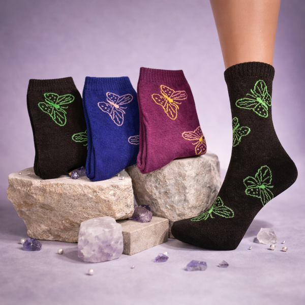 Шкарпетки Житомир "КОІ-Жіноча колекція" 122-41 стрейч жіночі, р. 36-41 -асорті -(Високі /однотонні у великі метелики по всій шкарпетці) -уп. 12 шт