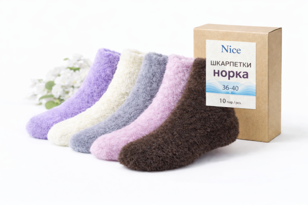 Шкарпетки "Nice" 763-MIX норка "короткі" жіночі, р. 36-40 -асорті -(Норка -однотонні /короткі) -уп. 10 шт