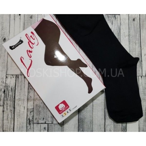 Колготки "Master-LADY ГЛАДЬ" 153 жіночі бавовняні з формою п'яти, р. 2, 3, 4, 5 -(чорні -гладь)