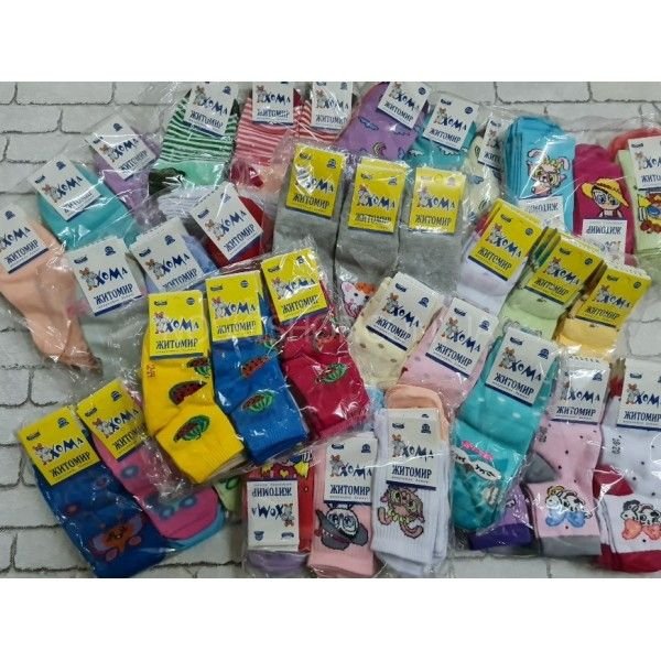 Шкарпетки "Хома /демі" 814-3 дитячі стрейч-бавовна на розмір за довжиною стопи: 14-16 -(ДІВЧИНКА -стрейч -випадкове асорті без вибору) -уп. 12 шт