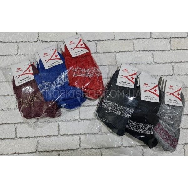 Шкарпетки "Житомир Преміум" medical line + 111-2 стрейч жіночі "Без резинки", р. 23-25 -випадкове асорті -(б/р + зверху орнамент) -уп. 12 шт