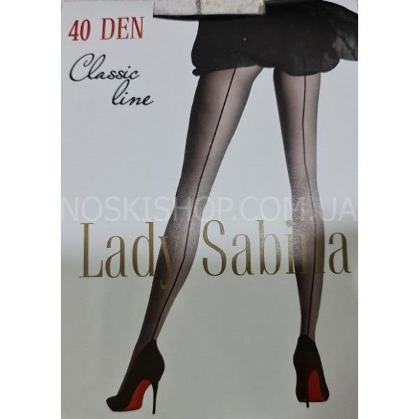 Колготки lady sabina "LINE -СМУГА /ШОВ" -cl 40 ден р. 4 -(чорні +ззаду імітація шву /40 ден)
