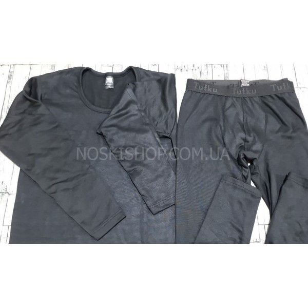 Термокостюм чоловічий в коробці Турція "Tutku" 0128-Н набір кальсони+кофта, р. M-(44-46) -(чорний /костюм)