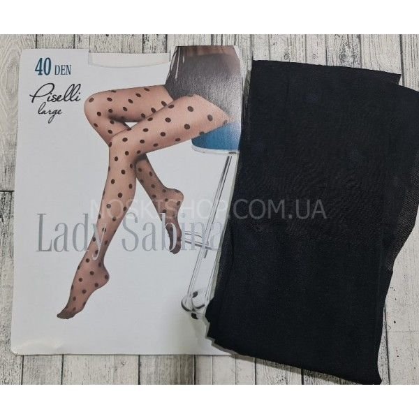 Колготки lady sabina "PISELLI-LARGE/40 -ВЕЛИКИЙ ГОРОХ -PL 40 ДЕН" р. 4, 5 -(чорні в крупний горох /40 ден)
