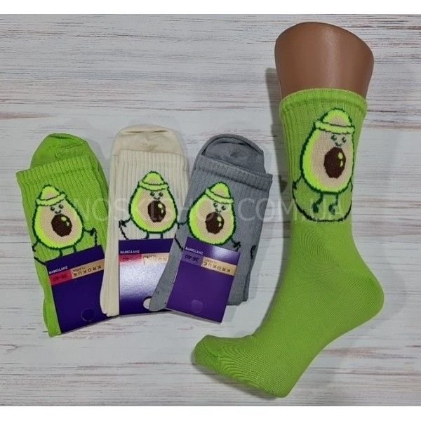 Шкарпетки Житомир "Krokus" 940-4 cotton-стрейч жіночі "теніс-високі" р. 36-40 -асорті -(Високі /теніс +авокадо на скакалці -теніс) -уп. 12 шт