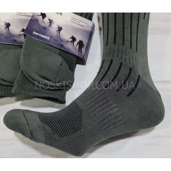 Шкарпетки Житомир "КРОКУС" 5150 махрові Термо /трекінгові з термозонами чоловічі, р. 40-45 -(Махра -хакі /трекінг) -уп. 6 шт