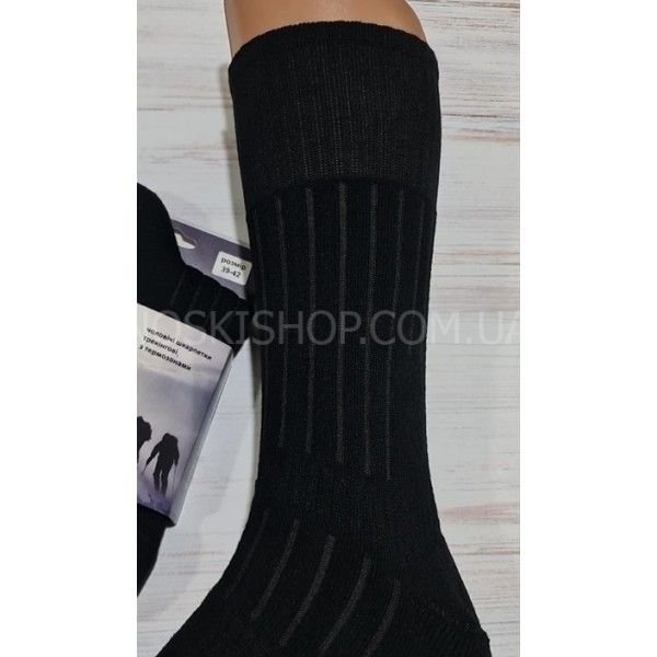 Шкарпетки Житомир "КРОКУС" 5150-1 махрові Термо/трекінгові з термозонами чоловічі, р. 40-45 -(Махра -чорні /трекінг) -уп. 6 шт