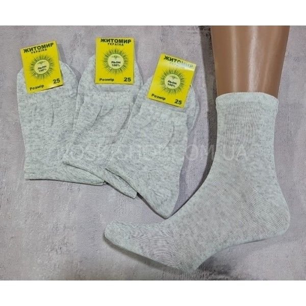 Шкарпетки Житомир "Гроза Льон" 101 гладь чоловічі, р. 25, 27, 29 -(гладь -льон -класика) -уп. 12 шт