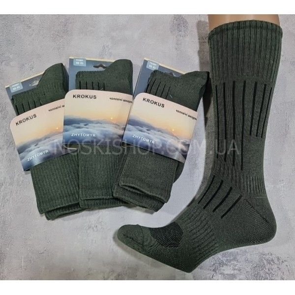 Шкарпетки Житомир "Krokus" 999 стрейч "Трекінгові /під берці" чоловічі, р. 40-45 -(Хакі /трекінг -стрейч) -уп. 12 пар =(в уп. 6 шт планшеток у якій по 2 пари шкарпеток)