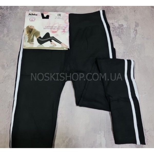 Лосини "JUJUBE" В-811-А безшовні бавовняні з еластаном, р. Хl/5xl-(48-52) -(чорні +з боків білі лампаси)