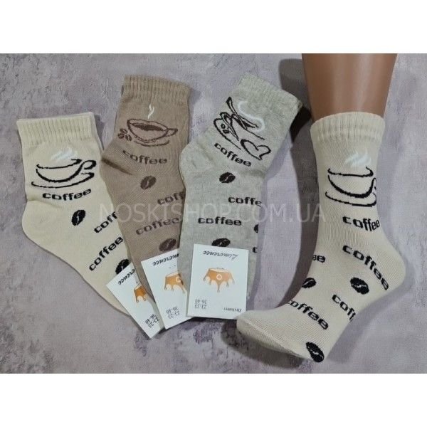 Шкарпетки Житомир "Limerence" 412-28 стрейч жіночі (високі), р. 36-40 -асорті -(бежевий мікс +Coffe +зерна +чашки -стрейч)