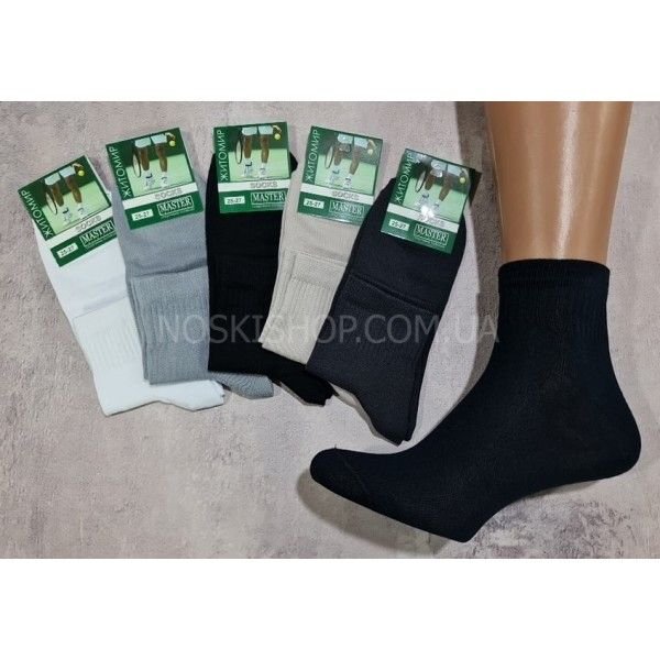 Шкарпетки Житомир "Мaster" 619-1 стрейч /cotton чоловічі "Теніс-середній борт" р. 25-27, 27-29 -випадковий мікс - (однотонні асорті + широка "середня" резинка в рубчик) -уп. 12 шт
