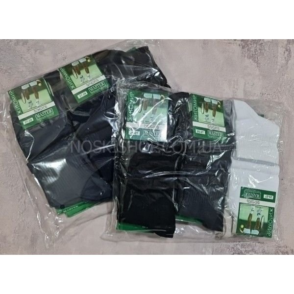 Шкарпетки Житомир "Мaster" 619-1 стрейч /cotton чоловічі "Теніс-середній борт" р. 25-27, 27-29 -випадковий мікс - (однотонні асорті + широка "середня" резинка в рубчик) -уп. 12 шт