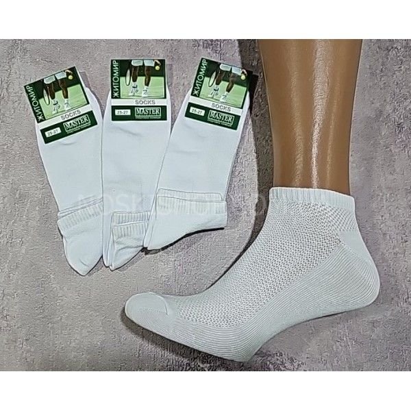 Шкарпетки Житомир "Master" С91-02 сітка-cotton "Спорт-сітка /короткі" чоловічі, р. 25-27, 27-29 -(сітка -спорт /короткі -білі /cotton) -уп. 12 шт