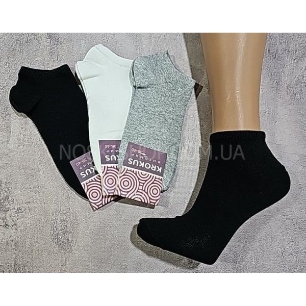 Шкарпетки Житомир "Krokus" 770-3 економ /стрейч жіночі, р. 36-40 ("економ" короткі -сірий/білий/чорний -стрейч) -уп. 12 шт