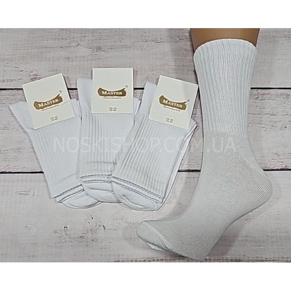 Шкарпетки Житомир "Master" 206-4 бавовна-стрейч жіночі "теніс -білі однотонні" р. 23-25 -уп. 12 шт