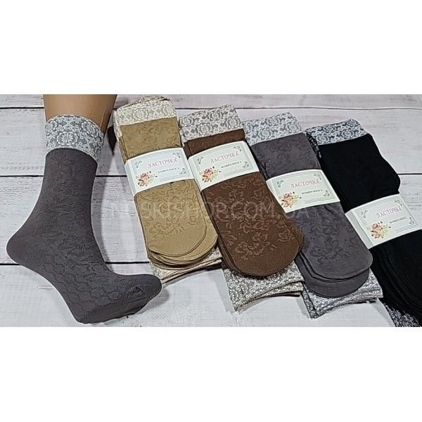 Шкарпетки капронові "Ластівка" С-237 з візерунком 70 ден -(тілесні, чорні, сірі, мокко) -уп. 10 пар