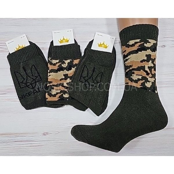 Шкарпетки Житомир "Limerence" 4002 махрові чоловічі, р. 41-45 -(Махра -хакі +мікс моделей з тризубом /пікселі) -уп. 12 шт