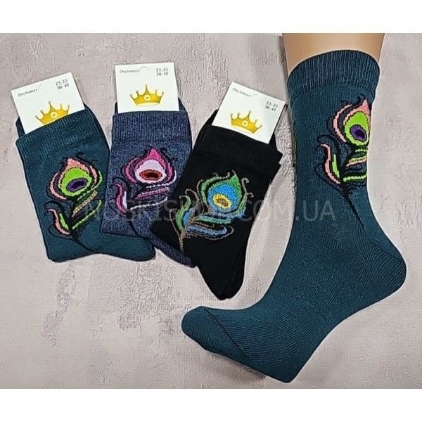 Шкарпетки житомир "LIMERENCE" 412-39 стрейч жіночі (високі) р. 36-40 -(велике перо павича -стрейч)