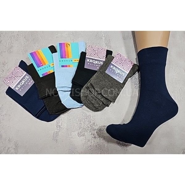 Шкарпетки Житомир "Krokus" 775 економ /стрейч  жіночі "Без резинки", р. 36-40 -випадкове асорті -(б/р -однотонні з широким верхом -стрейч) -уп. 12 шт
