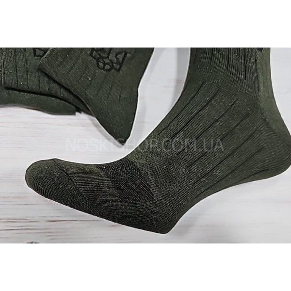 Шкарпетки Житомир "Limerence" 157-7 стрейч чоловічі, р. 41-45 -(Хакі -Середні в рубчик + збоку тризуб -стрейч) -уп. 12 шт.