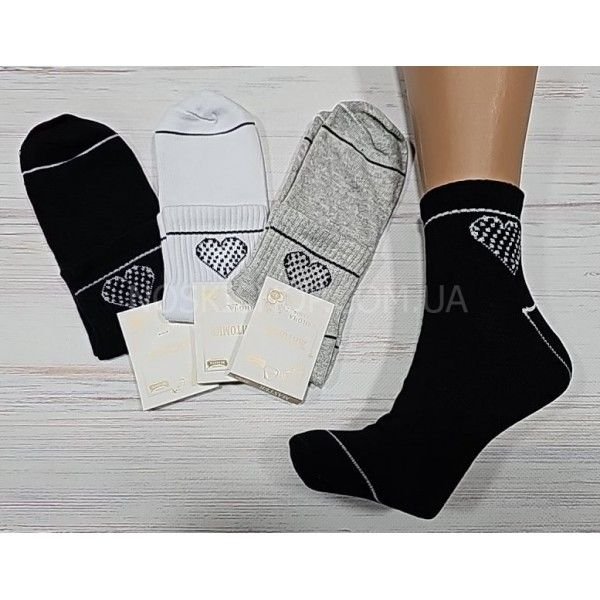 Шкарпетки Житомир "Master" 201-7 бавовна-стрейч жіночі, р. 23-25 -асорті -(середні +на широкій гумці в рубчик сердечко в клітинку та смужка) -уп. 12 шт