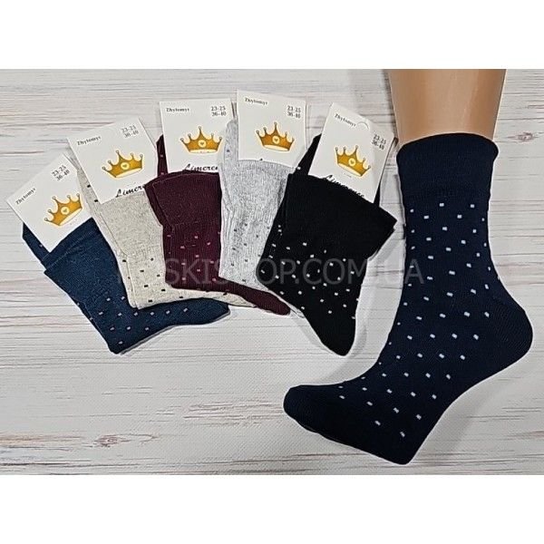 Шкарпетки Житомир "LIMERENCE" 413-5 стрейч жіночі "Без резинки", р. 36-40 -асорті -(б/р в дрібну крапочку -стрейч)