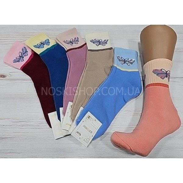 Шкарпетки "Master" 5515-010 махрові котонові жіночі, р. 23-25 -випадкове асорті -(Махра -однотонні +на середній резинці метелик) -уп. 12 шт