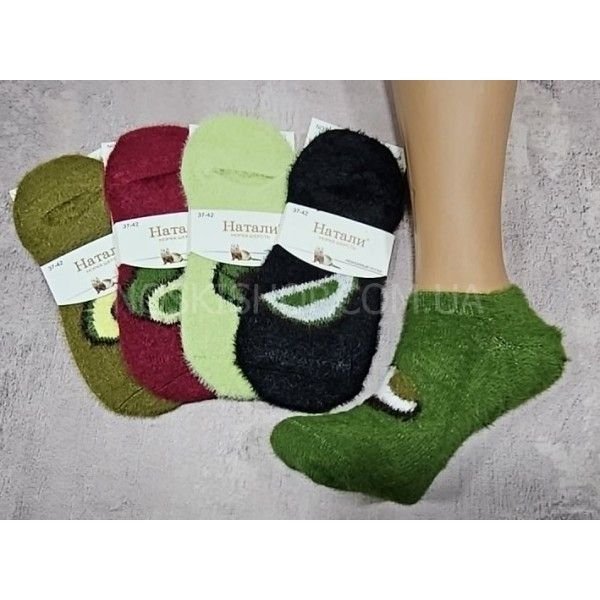 Шкарпетки-сліди "НАТАЛІ" в-1228-3 норка-вовна жін, р. 37-42 -асорті -(однотонні + спереду авокадо) -уп. 10 шт