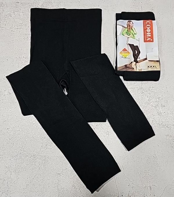 Лосини "Софія" 5527 з начосом +низ на манжеті, р. 38-44 /1шов -(чорні) -уп. 1 шт.