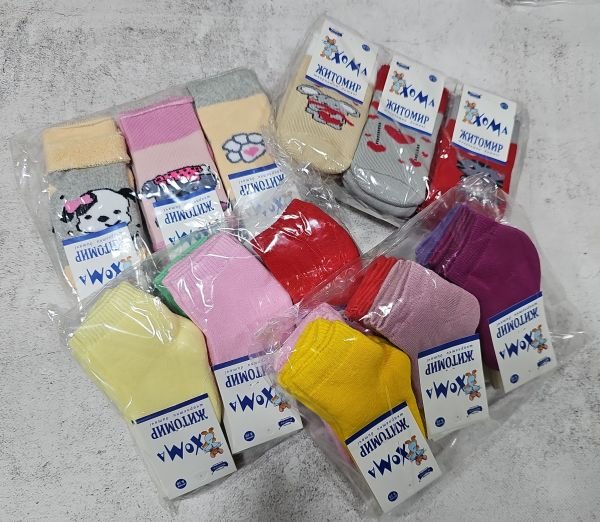 Шкарпетки Житомир "ХОМА-Master" 3007-0 дитячі махрові, розмір за довжиною стопи: 8-10 -(дівчинка -махра) -випадковий мікс