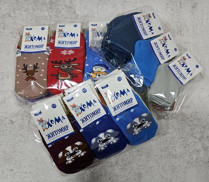 Шкарпетки Житомир "ХОМА-Master" 2006-0 дитячі махрові, розмір за довжиною стопи: 8-10 -(хлопчик -махра) -випадковий мікс
