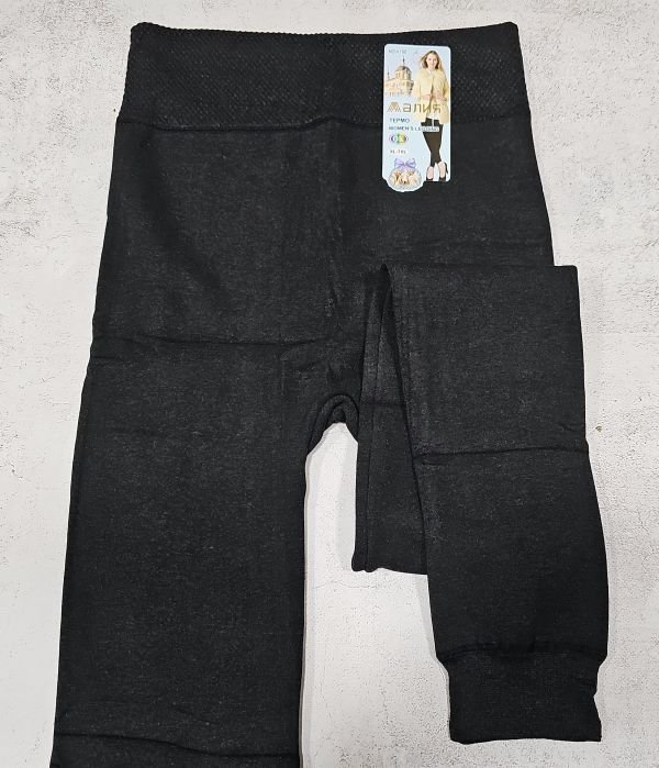 Лосини "Алія" А190-1 безшовні з бавовняним верхом на хутрі, низ на манжеті, р. XL/7XL-(50-56) -(сірий меланж)