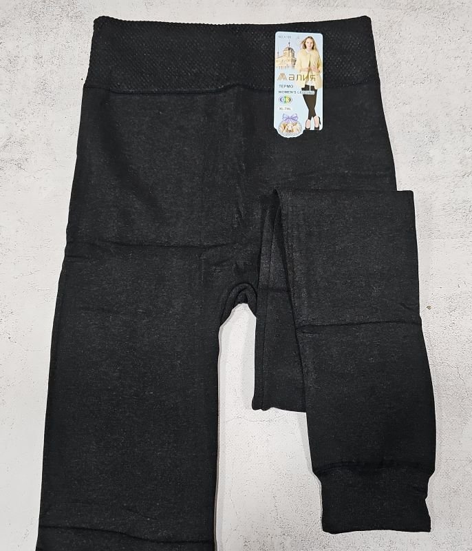 Лосини "Алія" А190-1 безшовні з бавовняним верхом на хутрі, низ на манжеті, р. XL/7XL-(50-56) -(сірий меланж)