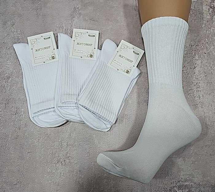 Шкарпетки Житомир "Master" 206-4 бавовна-стрейч жіночі "теніс -білі однотонні" р. 23-25 -уп. 12 шт