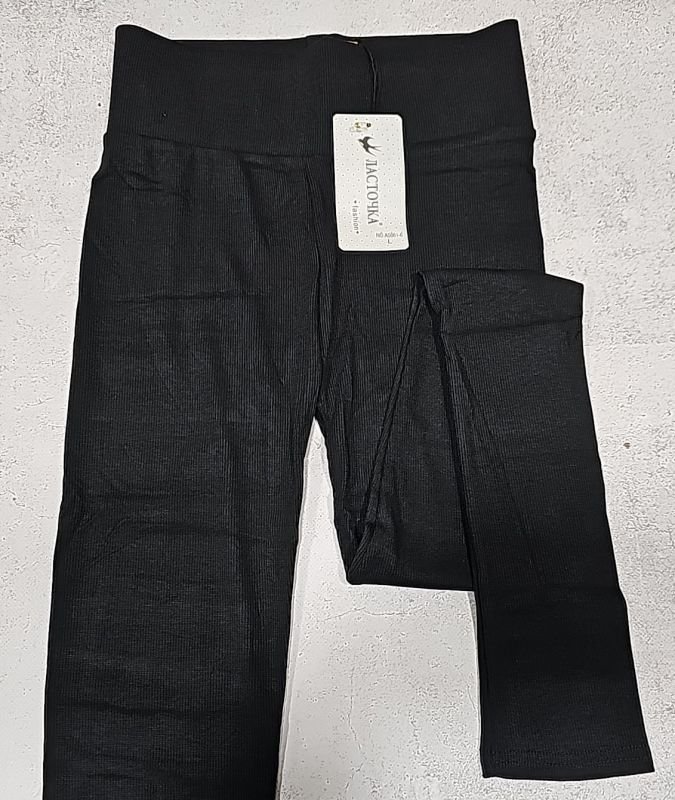 Лосини "Ластівка" 5062-6-О трикотажні в рубчик +широкий пояс, р. 3XL-(48-52) -(чорні)