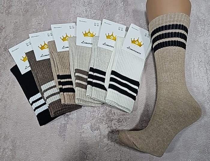 Шкарпетки Житомир "Limerence" 433-3 стрейч жіночі "Теніс" р. 36-40 -(Теніс -кавовий мікс +зверху три смужки)