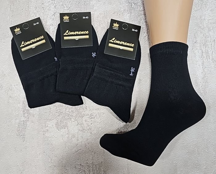 Шкарпетки Житомир "Limerence LUX" 682-02 cotton-стрейч жіночі (узбецька бавовна /середні), р. 36-40 -(Чорні -"середні -LUX-бавовна -жін.) -уп. 12 шт
