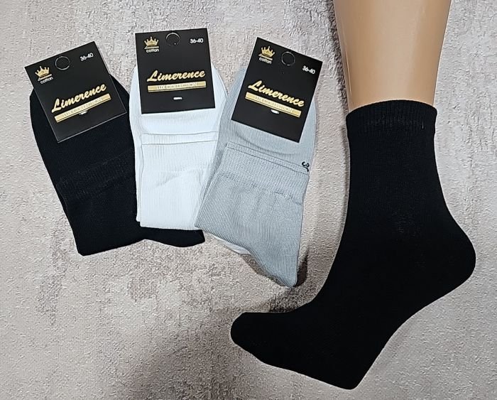 Шкарпетки Житомир "Limerence LUX" 682-04 cotton-стрейч жіночі (узбецька бавовна /середні), р. 36-40 -(Мікс три кольори -"середні -LUX-бавовна -жін.) -уп. 12 шт