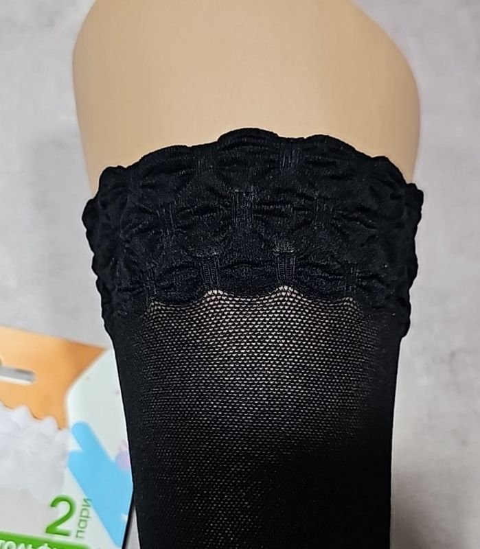 Гольфи дитячі /підліткові "Пора в школу" арт.0088-1 капронові в мікросіточку з рюшею -(гольфи чорні -в уп- 2 пари)