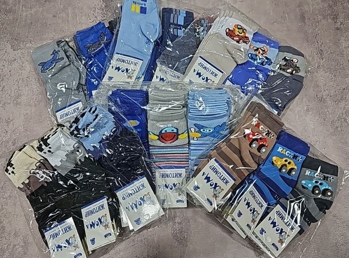 Шкарпетки Житомир "Хома Master" 829-3 дитячі стрейч-бавовна на розмір за довжиною стопи: 14-16 -(ХЛОПЧИК -стрейч 3/4 роки -випадкове асорті без вибору) -уп. 12 шт